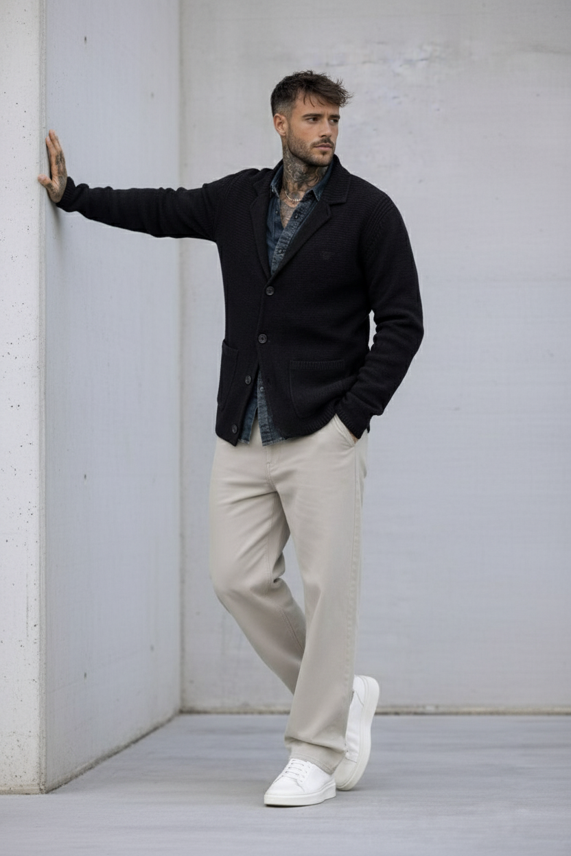 CARDIGAN BLAZER HEAVY GAUGE - BERNA-  *ART. 23303253 - COL. BLU NOTTE