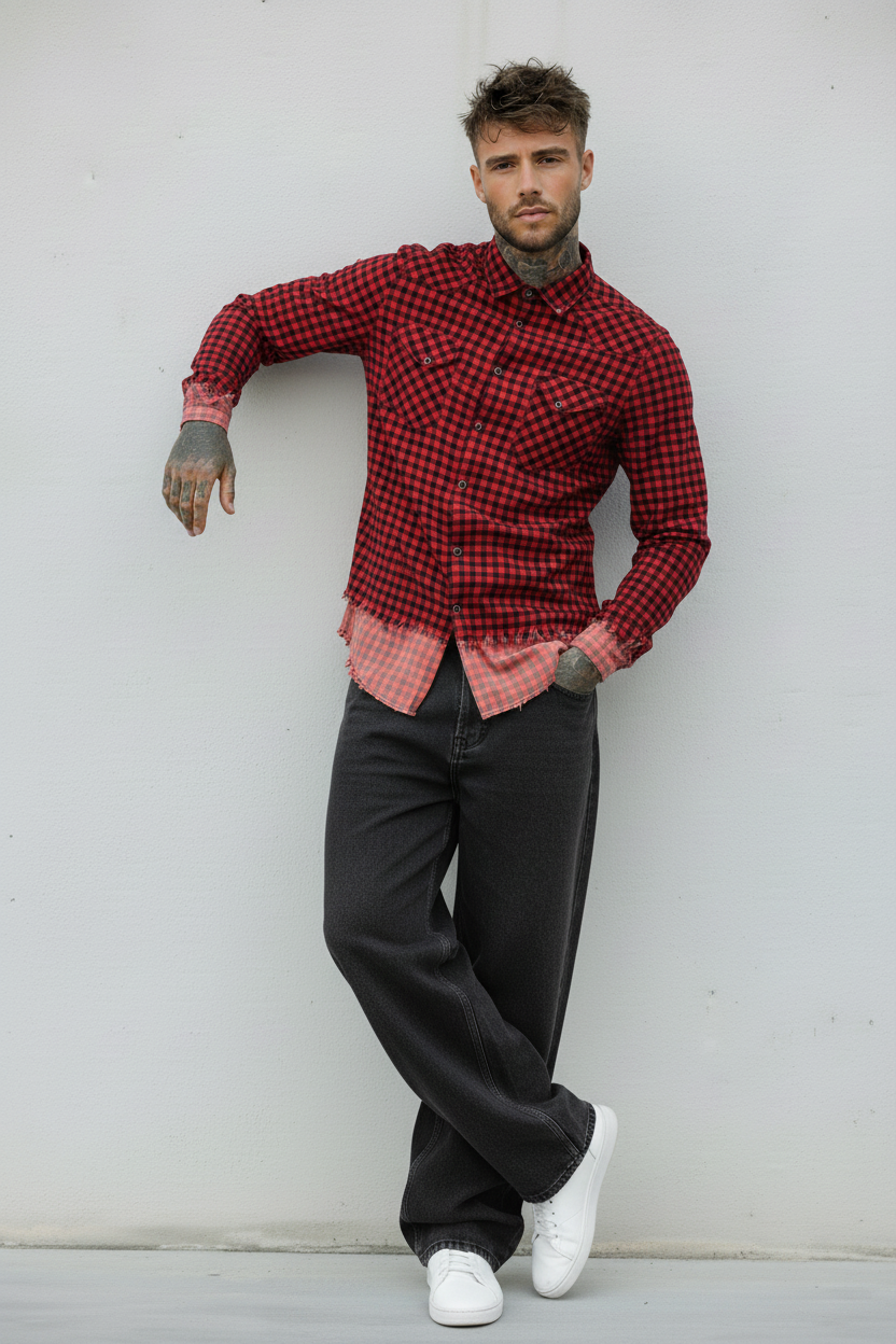 CAMICIA SFUMATA - BERNA - ART. 20501044 COL. ROSSO