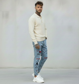 JEANS - HAMEN - DIPINTO A MANO -  ART. SNOOPY LOVE