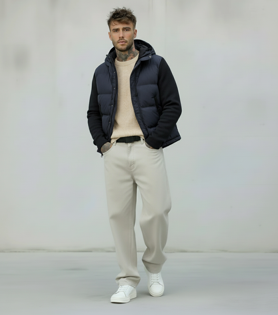 GIUBBOTTO CON CAPPUCCIO MANICHE TESSUTO - BERNA - ART. 2463793 - COL. BLU