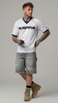 T-SHIRT UOMO AUTHENTIC SANSO - KAPPA - ART. 352288W- COL . WHITE  BLACK