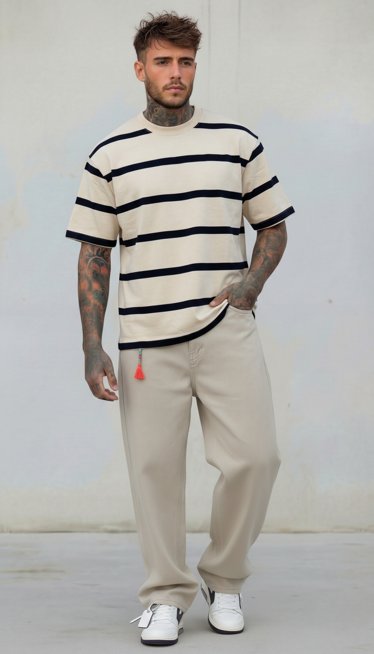 T-SHIRT UOMO  BOXY FIT RIGHE  - BERNA - ART. 261246 -30