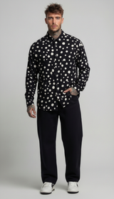 CAMICIA STAMOPA POIS CON STAMPA TASCHE FRONTALI  NERO LATTE   - IMPERIAL - ART. C1Q2LCK