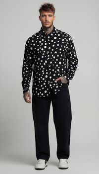 CAMICIA STAMOPA POIS CON STAMPA TASCHE FRONTALI  NERO LATTE   - IMPERIAL - ART. C1Q2LCK