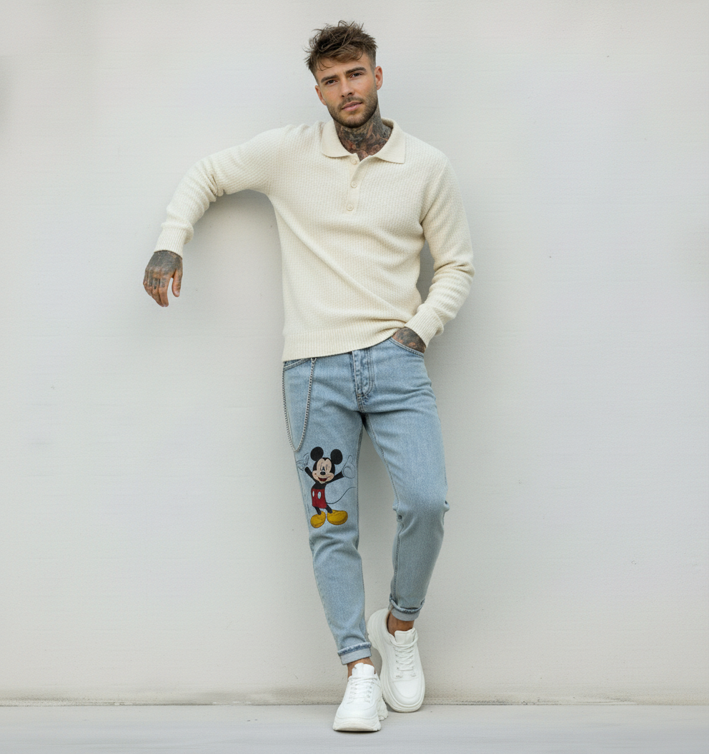 JEANS - HAMEN - DIPINTO A MANO -  ART. TOPOLINO 2