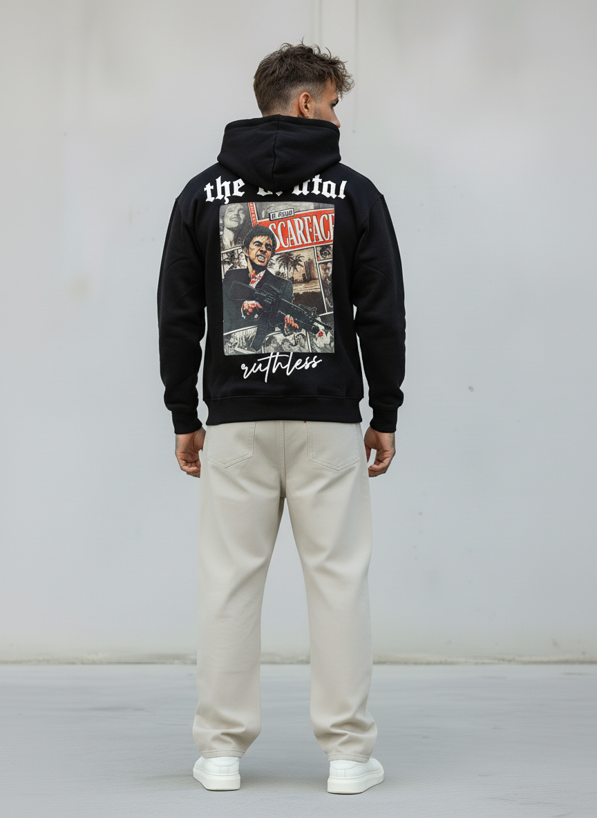 FELPA CON CAPPUCCIO AL PACINO SCARFACE - E. - ART. THE BRUTAL - NERO