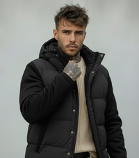 GIUBBOTTO CON CAPPUCCIO MANICHE TESSUTO - BERNA - ART. 2463791 - COL. NERO