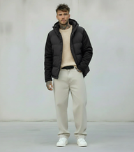 GIUBBOTTO CON CAPPUCCIO MANICHE TESSUTO - BERNA - ART. 2463791 - COL. NERO