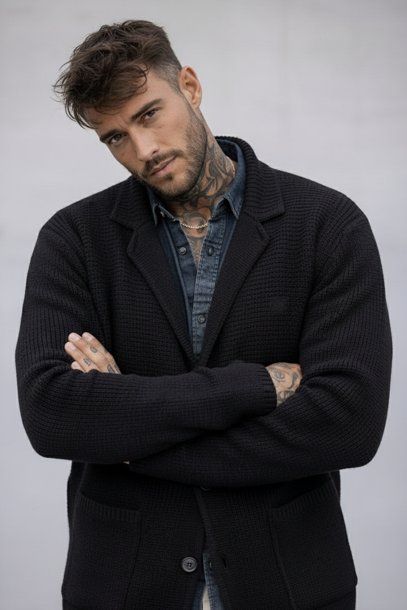 CARDIGAN BLAZER HEAVY GAUGE - BERNA-  *ART. 23303253 - COL. BLU NOTTE