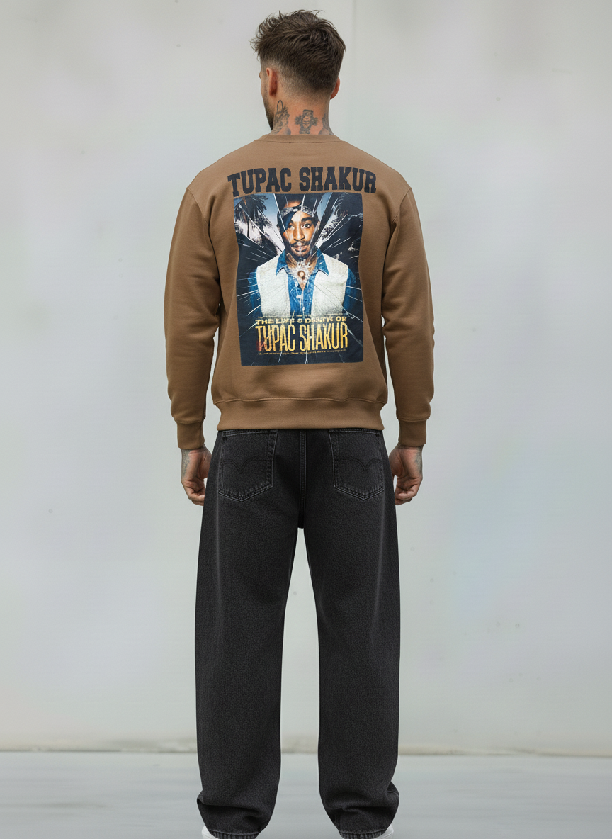 FELPA GIROCOLLO 2PAC - E. - ART. TUPAC SHAKUR  COL. CAMMELLO