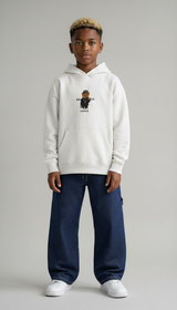 FELPA OVER BAMBINO CON CAPPUCCIO BOXY FIT OVER -  ORSO  PIU' COLORI - HAMEN