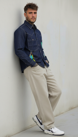 CAMICIA UOMO  DI JEANS LAVAGGIO SCURO CON PATCH- BERNA - ART. 261228 -30