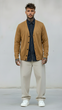 CARDIGAN V LAMBSWOOL - BERNA - *ART. 233030169 - COL. BISCOTTO