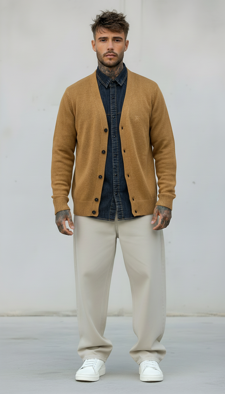 CARDIGAN V LAMBSWOOL - BERNA - *ART. 233030169 - COL. BISCOTTO