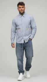 CAMICIA UOMO OVERSHIRT UOMO A RIGHE BICOLOR - BERNA - ART. 261252-30