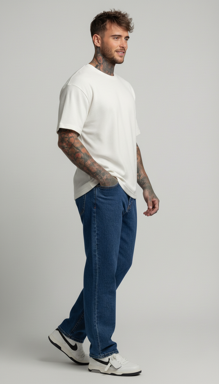 T-SHIRT  BIANCA MINIMAL TEXTURE  OVERSIZE FIT   - ONLY&SONS - ART. 22036392