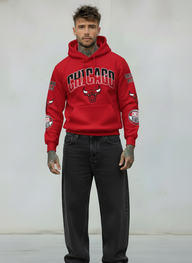 FELPA CON CAPPUCCIO CHICAGO HOODIE  - B.U. - ART. W25 / H - 24 COL. ROSSO