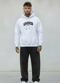 FELPA CON CAPPUCCIO MUHAMMAD ALI - E. - ART. CREED - COL. BIANCO