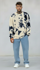 MAGLIA GIROCOLLO TINTO MACCHIE TIE DYE - BERNA - *ART. 2432023 - COL. BLU