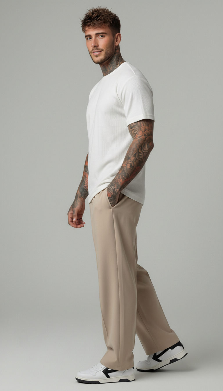 PANTALONI REGULAR -FIT CON VITA ELASTICA  E PIEGHE - IMPERIAL - ART. PE6HLCX