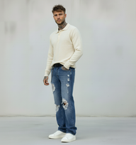 JEANS LUNGO STRAPPI - BERNA - ART. 23026030 - COL. DENIM MEDIO