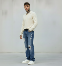 JEANS LUNGO STRAPPI - BERNA - ART. 23026030 - COL. DENIM MEDIO