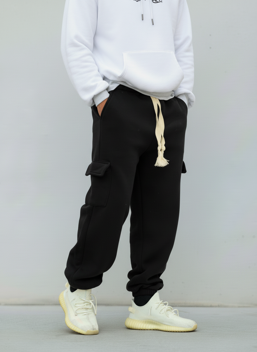 PANTALONE DI TUTA CARGO TASCONE - HAMEN - ART. TIZIANO - COL. NERO