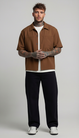 CAMICIA MANICA CORTA CON TASCHINO FRONTALE - IMPERIAL - ART. C1PLCY - COL. NUTELLA