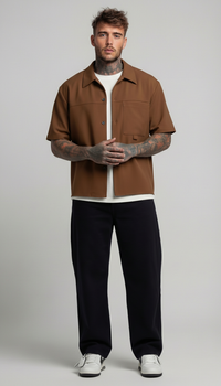 CAMICIA MANICA CORTA CON TASCHINO FRONTALE - IMPERIAL - ART. C1PLCY - COL. NUTELLA