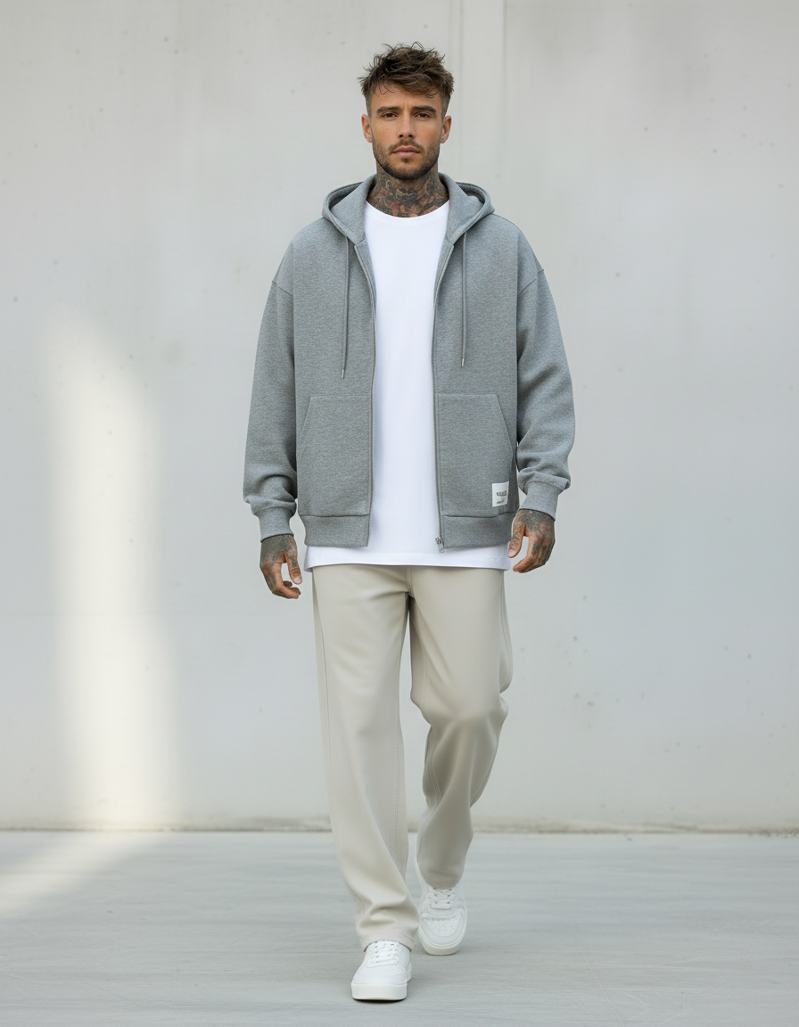 FELPA BOXY FIT CON CAPPUCCIO + ZIP - ONLY&SONS - ART. 22035193 -