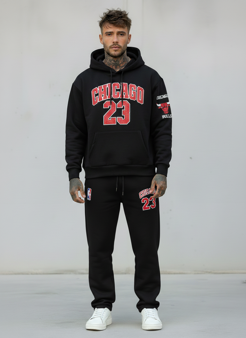 PANTALONE IN FELPA TUTA  CHICAGO 23  - B.U. - ART. W25 TKM - 02  COL. NERO