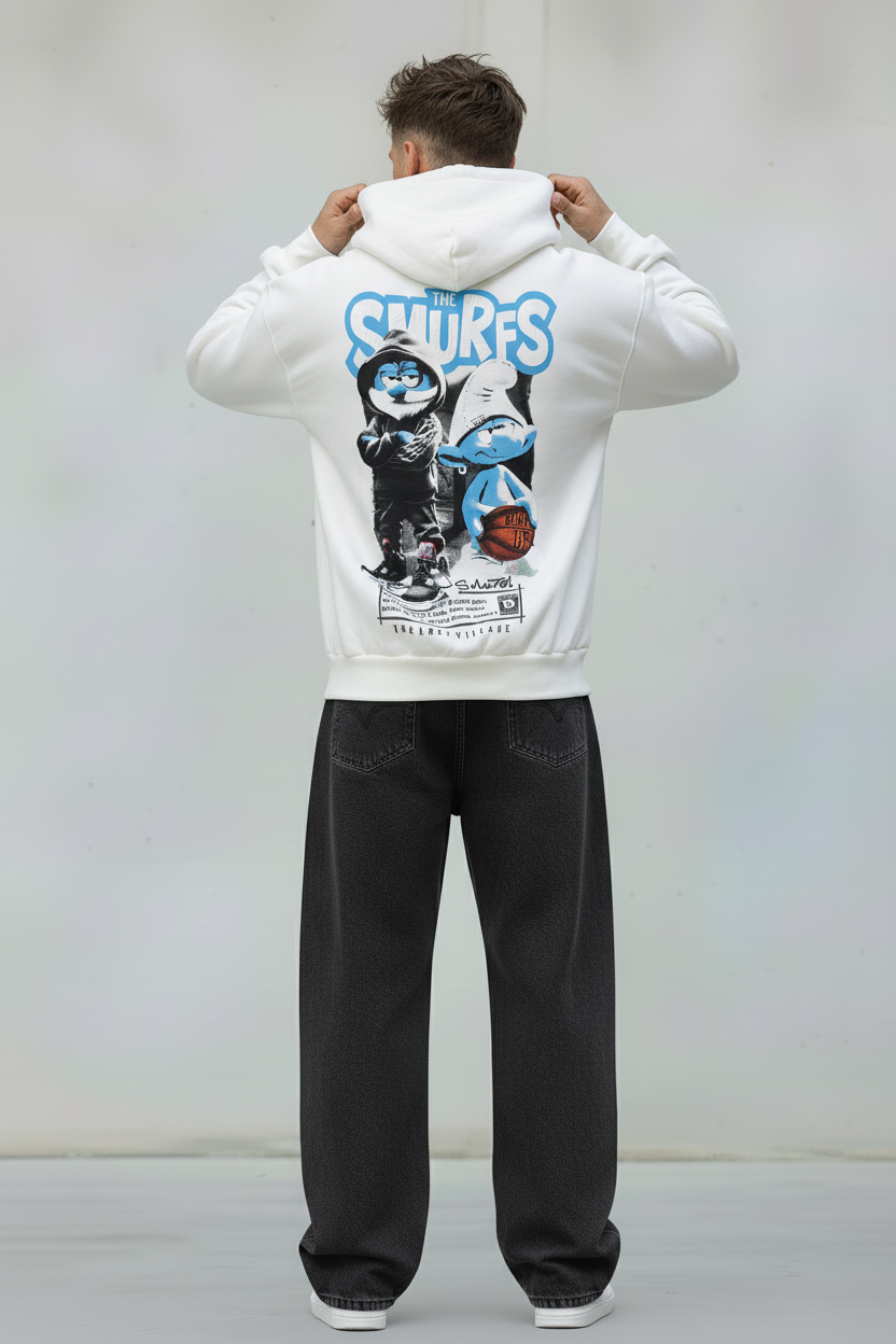 FELPA CON CAPPUCCIO SMURFS PUFFI   - B.U. - ART. W 25 / H 56