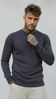 SERAFINO BOTTONI CON TASCHINO MAGLIA - BERNA - *ART. 23011178 - COL. BLU NAVY