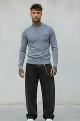 SERAFINO BOTTONI CON TASCHINO MAGLIA - BERNA - *ART. 23011120 - COL. AZZURRO JEANS / DENIM