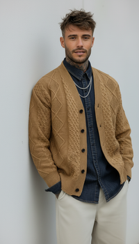 CARDIGAN - BERNA-  ART. 246040608 - COL. CARAMEL / VERDE