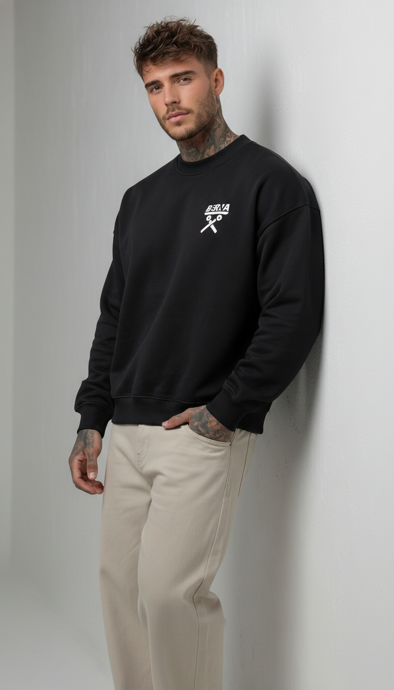 FELPA GIROCOLLO UOMO LOGATA VINTAGE FIT  - BERNA - ART. 261051 - PIU' COLORI
