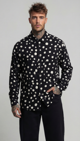 CAMICIA STAMOPA POIS CON STAMPA TASCHE FRONTALI  NERO LATTE   - IMPERIAL - ART. C1Q2LCK