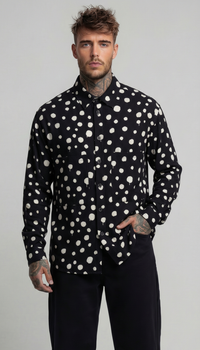 CAMICIA STAMOPA POIS CON STAMPA TASCHE FRONTALI  NERO LATTE   - IMPERIAL - ART. C1Q2LCK