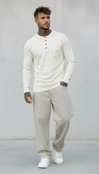 SERAFINO BOTTONI CON TASCHINO MAGLIA - BERNA - *ART. 230111173 - COL. ECRU