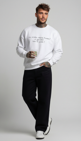 FELPA GIROCOLLO UOMO BIANCO  CON RICAMO MA ANCORA?  - BERNA - ART. 261080 -2