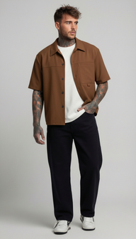 CAMICIA MANICA CORTA CON TASCHINO FRONTALE - IMPERIAL - ART. C1PLCY - COL. NUTELLA