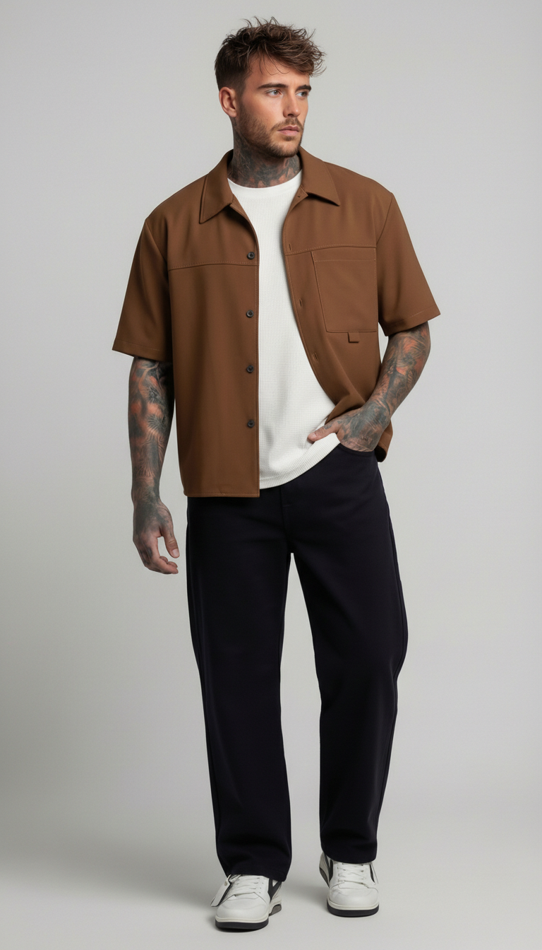 CAMICIA MANICA CORTA CON TASCHINO FRONTALE - IMPERIAL - ART. C1PLCY - COL. NUTELLA