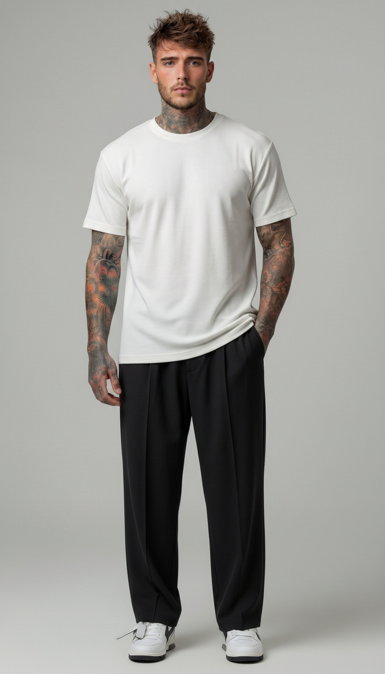 PANTALONI REGULAR -FIT CON VITA ELASTICA  E PIEGHE - IMPERIAL - ART. PE6HLCX