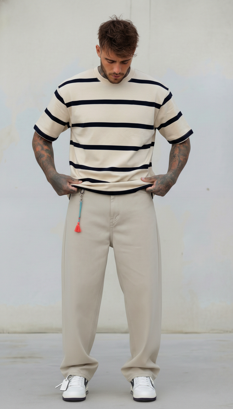 T-SHIRT UOMO  BOXY FIT RIGHE  - BERNA - ART. 261246 -30