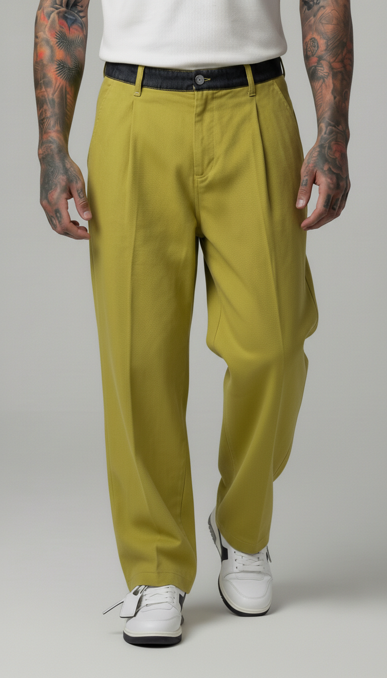 PANTALONE VERDE CHIARO CINTA DENIM  - BERNA - ART. 261390