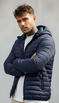 PIUMINO SLIM FIT CON CAPPUCCIO RIMOVIBILE - HAMEN - ART. LPG8135 - COL. BLU