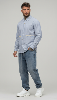 CAMICIA UOMO OVERSHIRT UOMO A RIGHE BICOLOR - BERNA - ART. 261252-30