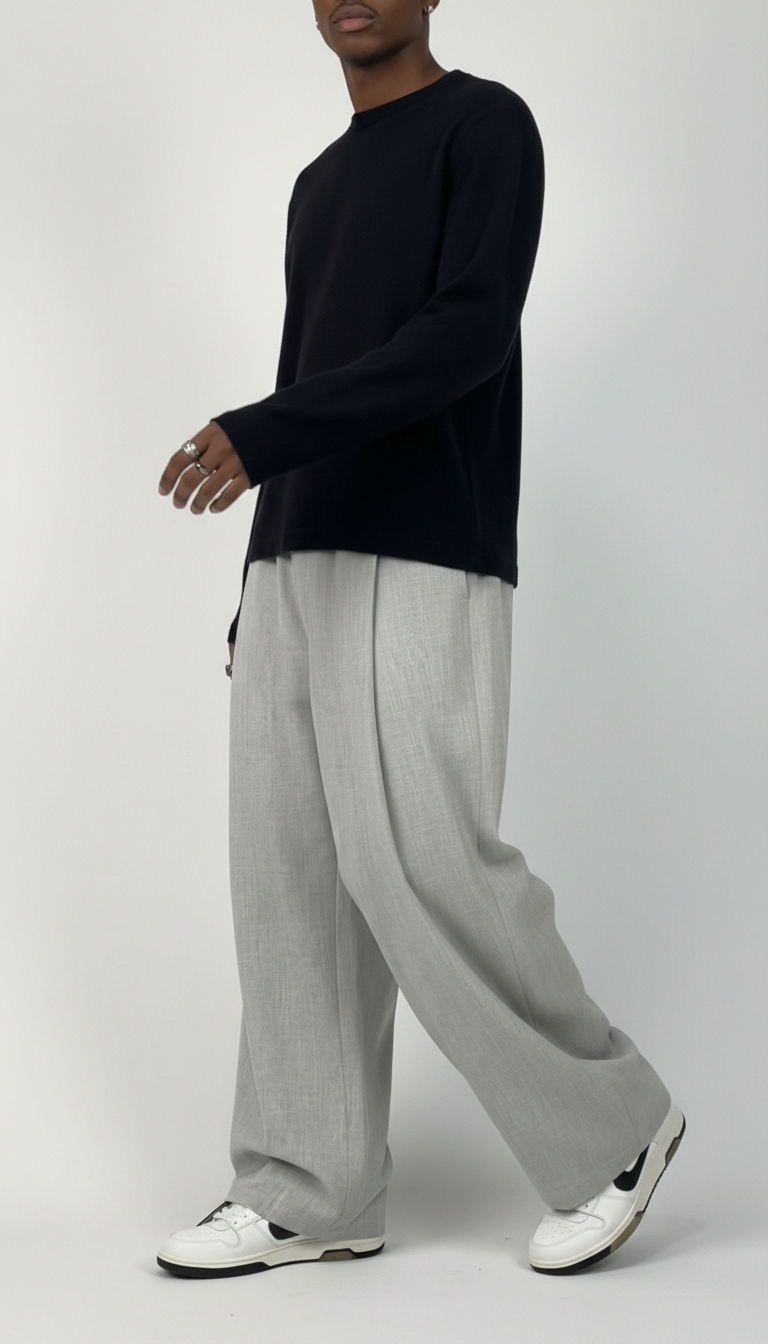 PANTALONI BAGGY-FIT CON VITA ELASTICA  E PIEGHE - IMPERIAL - ART. PE6YLBR