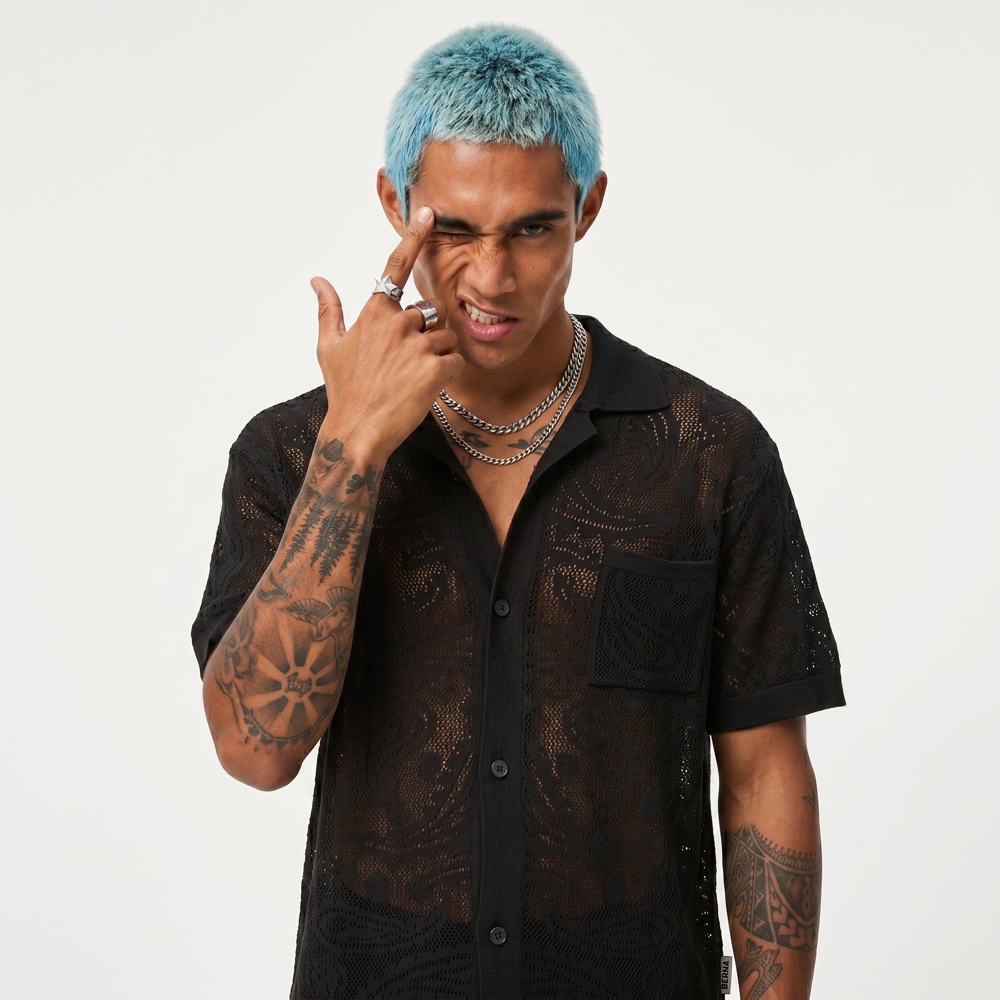 POLO CAMICIA  BERNA CROCHET NERO - ART.