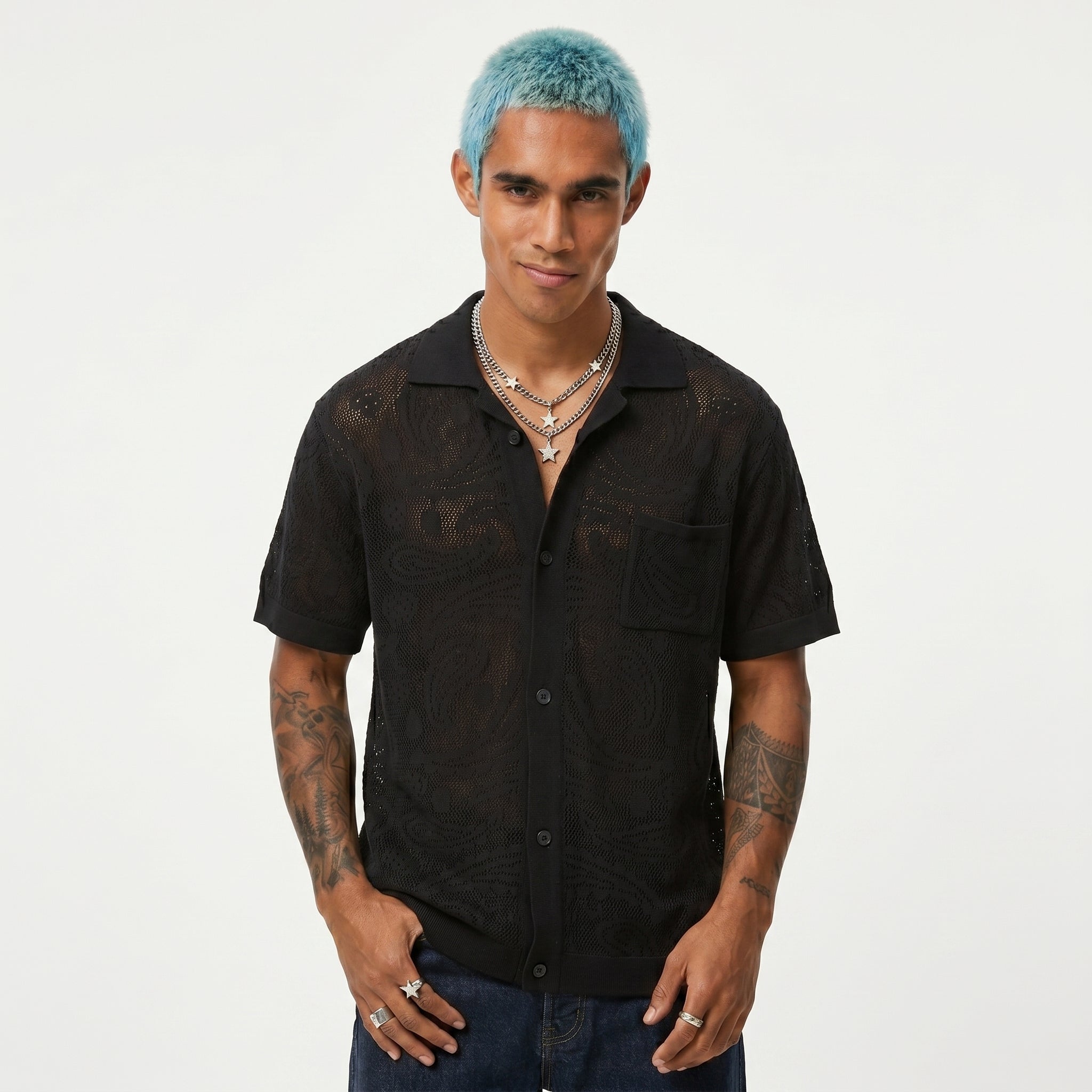 POLO CAMICIA  BERNA CROCHET NERO - ART.